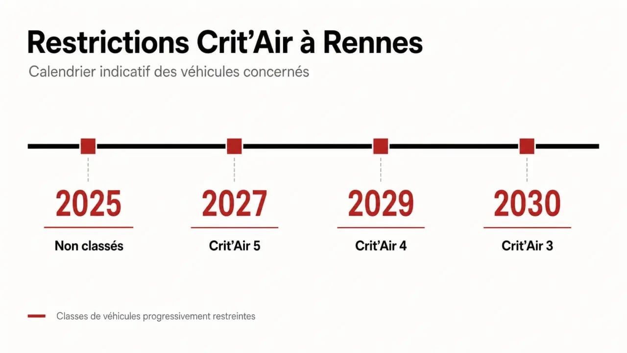 crit'air rennes 2025 : calendrier des restrictions Crit'Air de 2025 à 2030