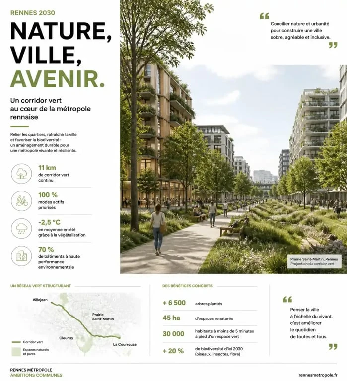 Projet de rénovation urbaine à Maurepas Rennes avec corridors écologiques