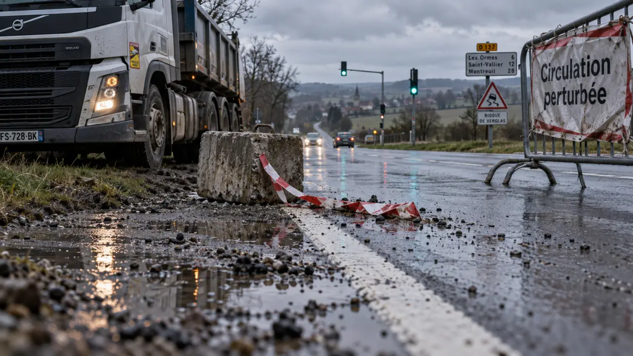 Un poids lourd au fossé perturbe la circulation entre Rennes et Saint-Malo